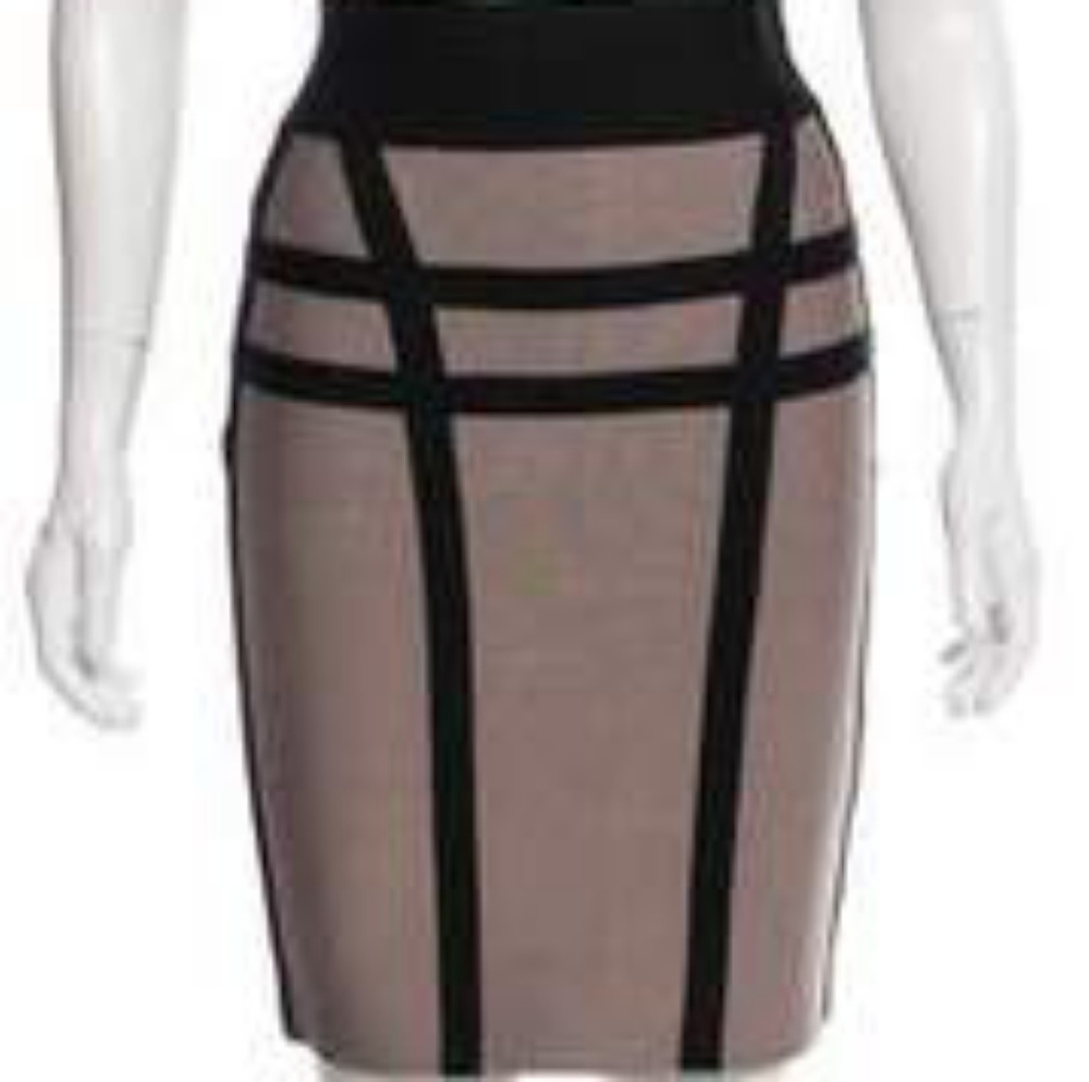 Hervé Leger Zip Front Pencil Bandage Skirt